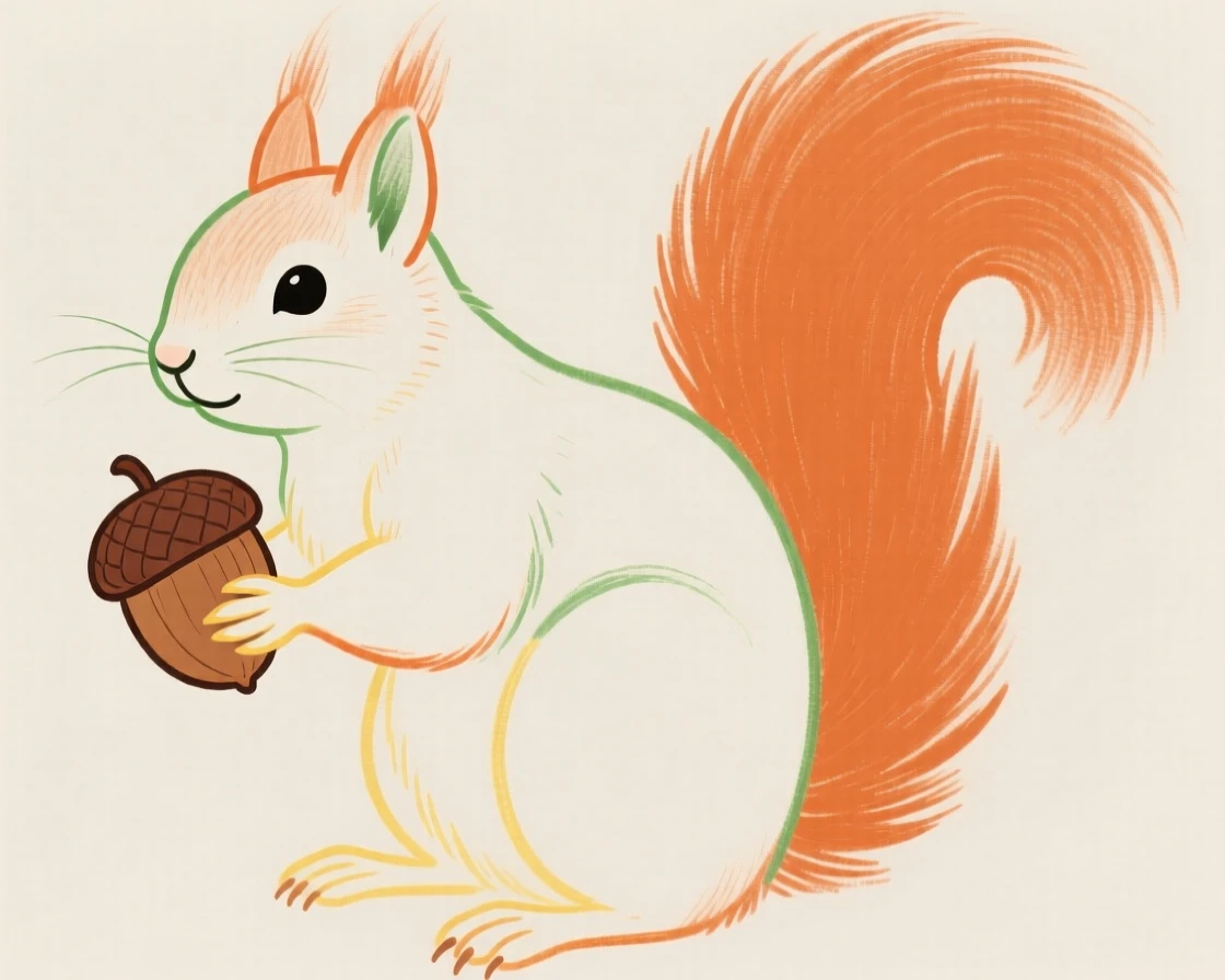A squirrel holding an acorn.
