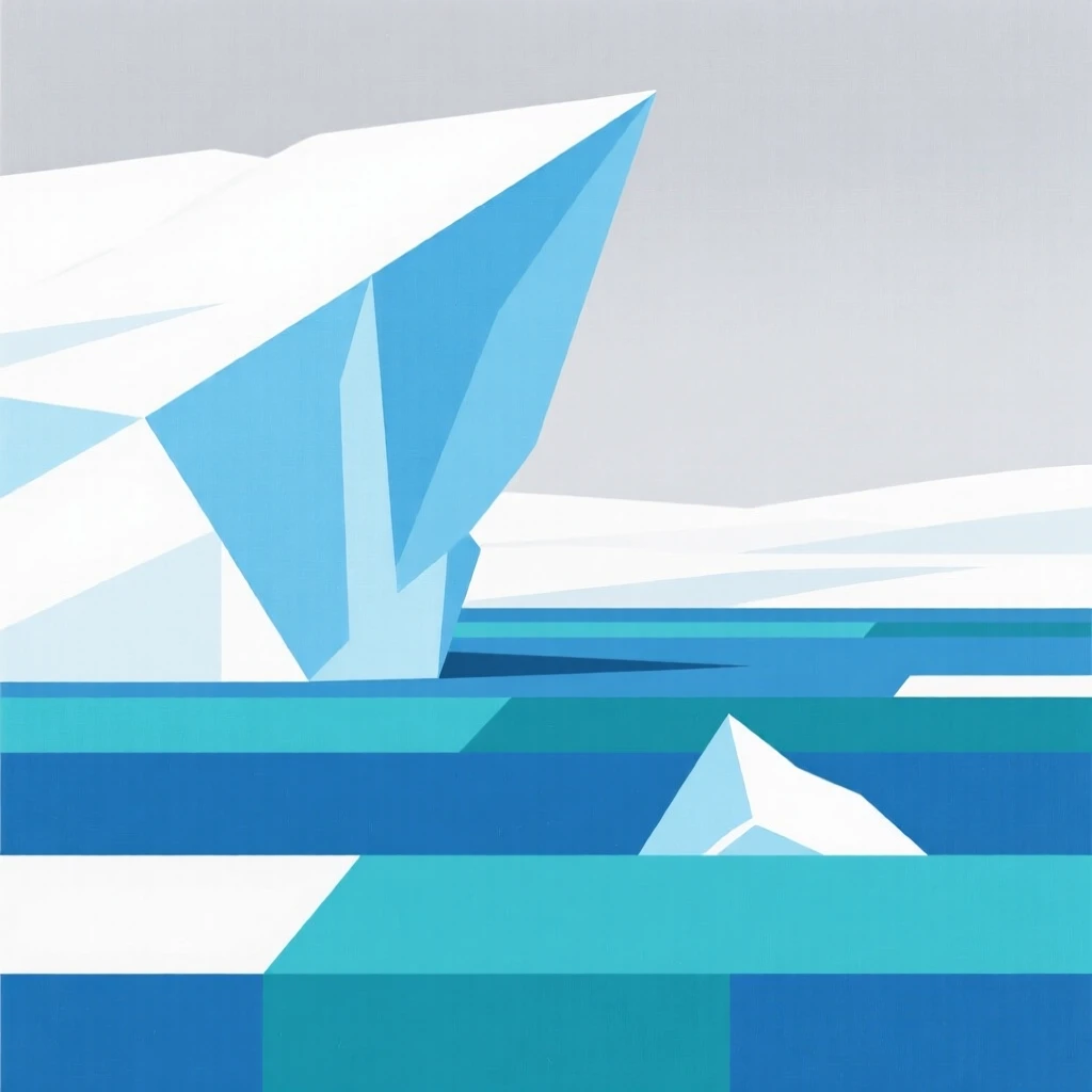 A glacier calving into an icy sea
