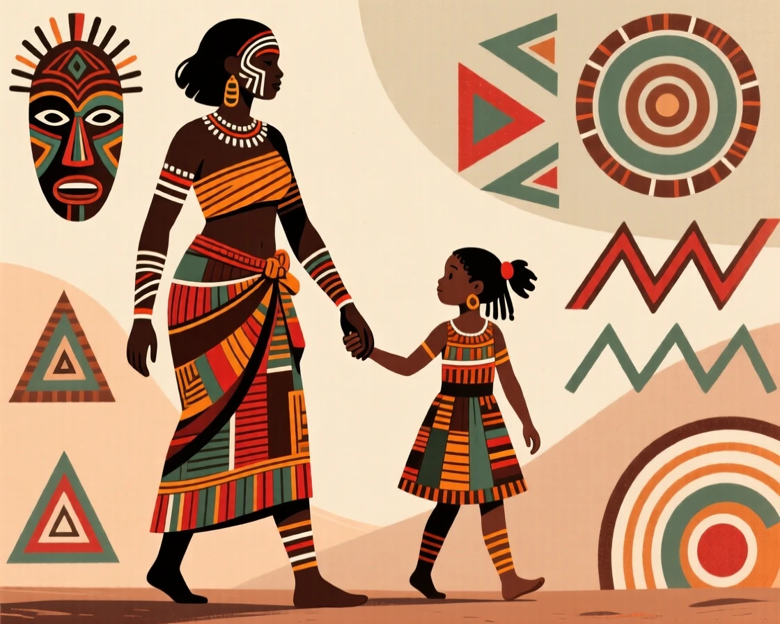 A mother and daughter walking hand in hand.