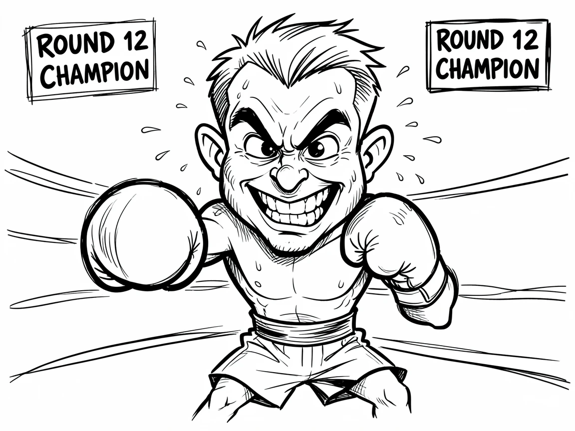 [People Portraits & Characters] Portrait of a fierce boxer in the ring throwing a triumphant punch, full of personality and charm