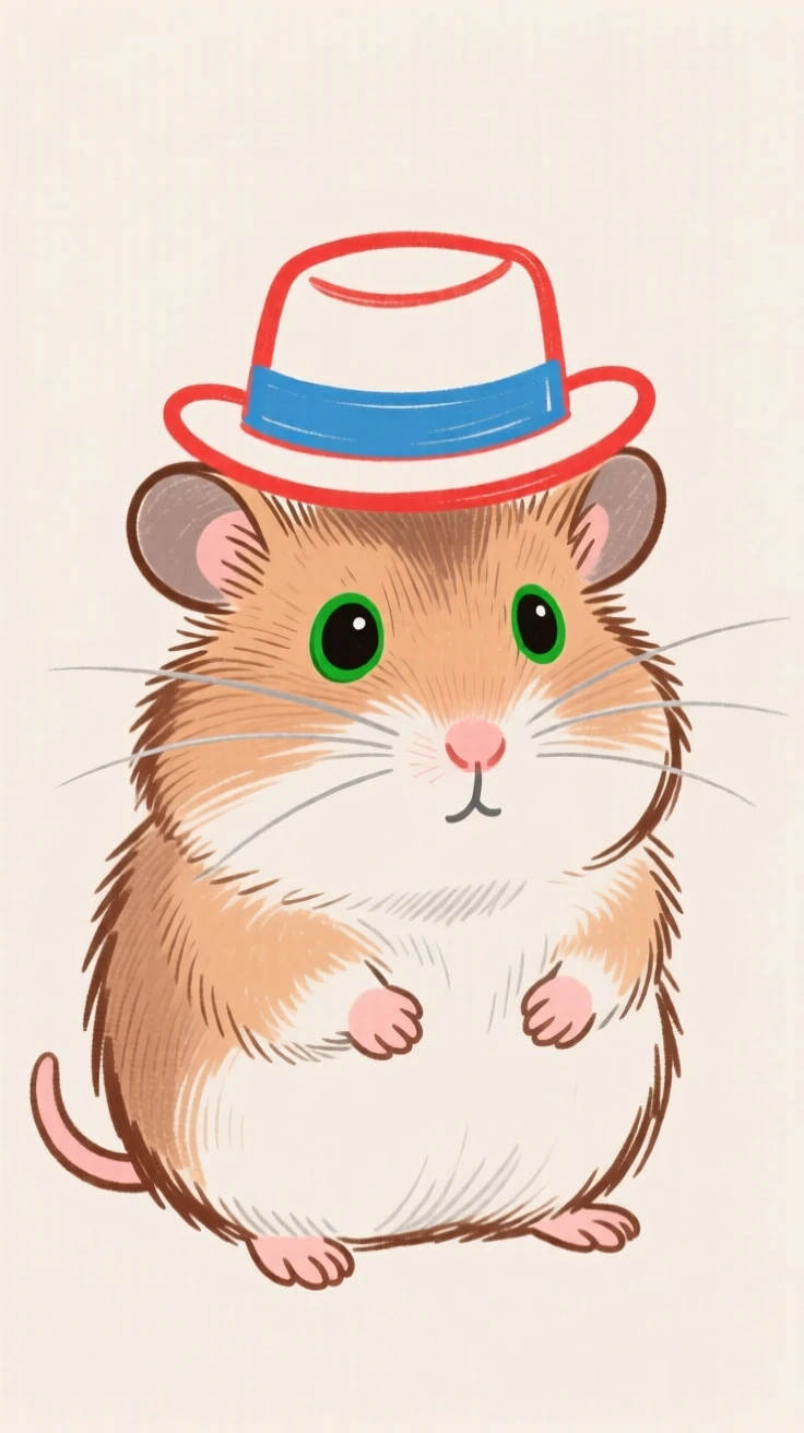 A hamster in a tiny hat.