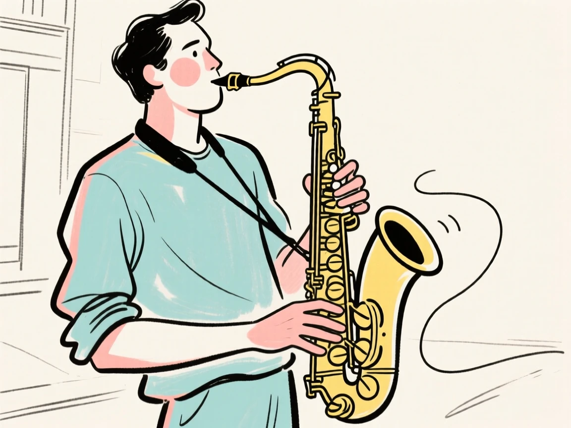A street musician playing saxophone