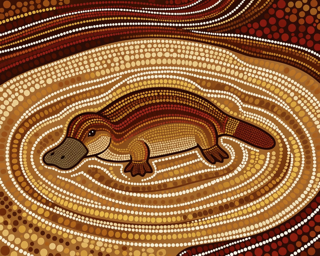 A platypus bathing in a shallow river