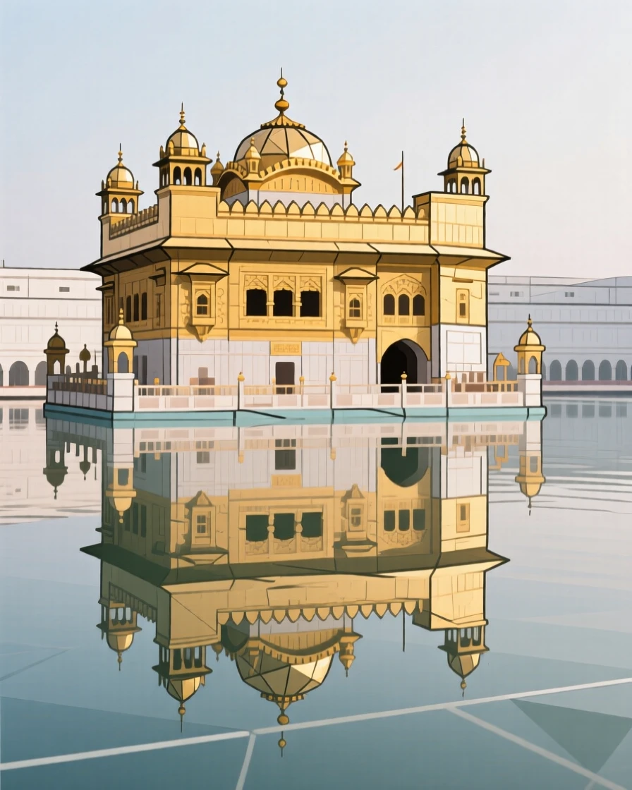 The Golden Temple reflected in its surrounding pool