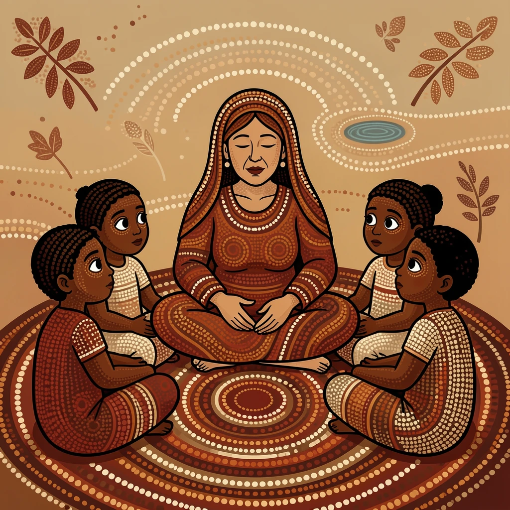 A grandmother telling stories to wide-eyed children