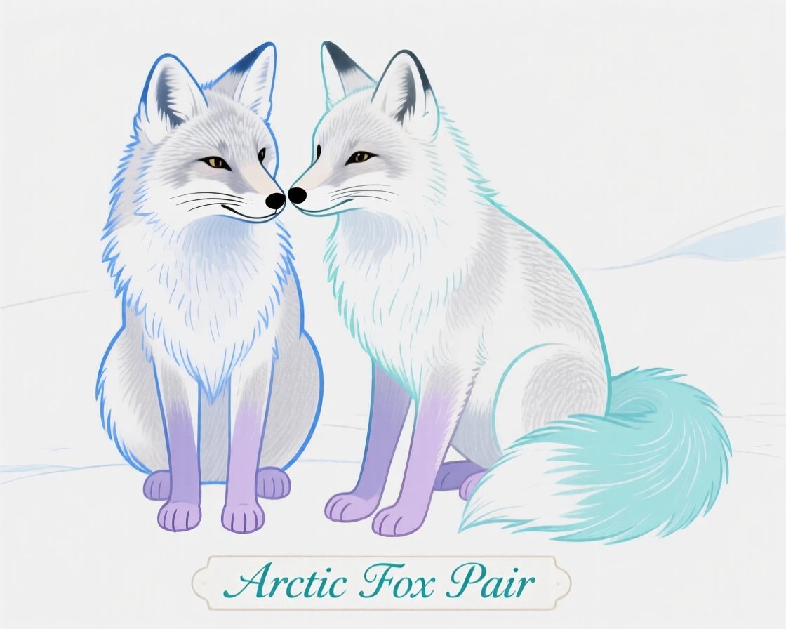 A pair of arctic foxes.