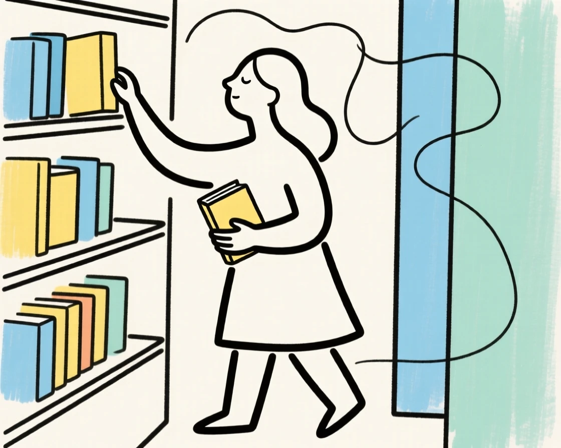 A librarian shelving books