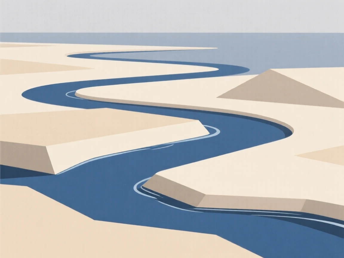 A tidal estuary with winding waterways