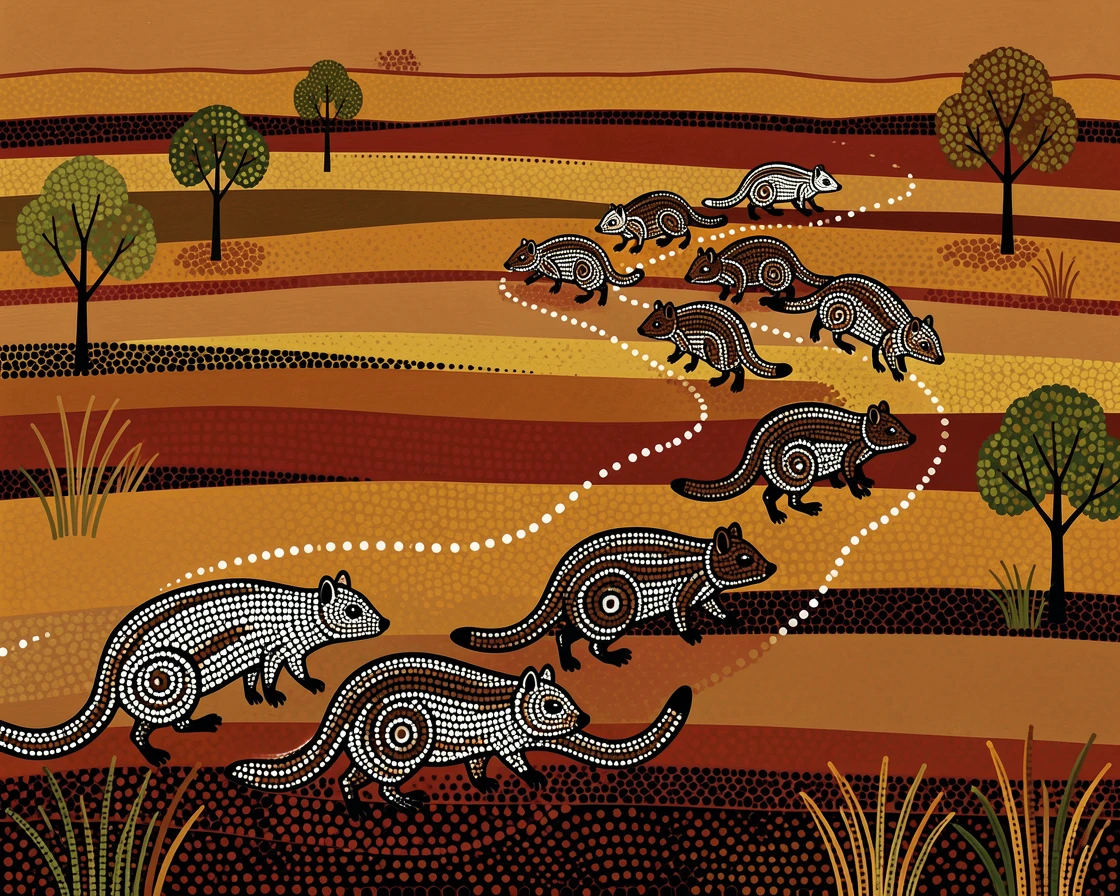 A herd of opossums migrating across the plains