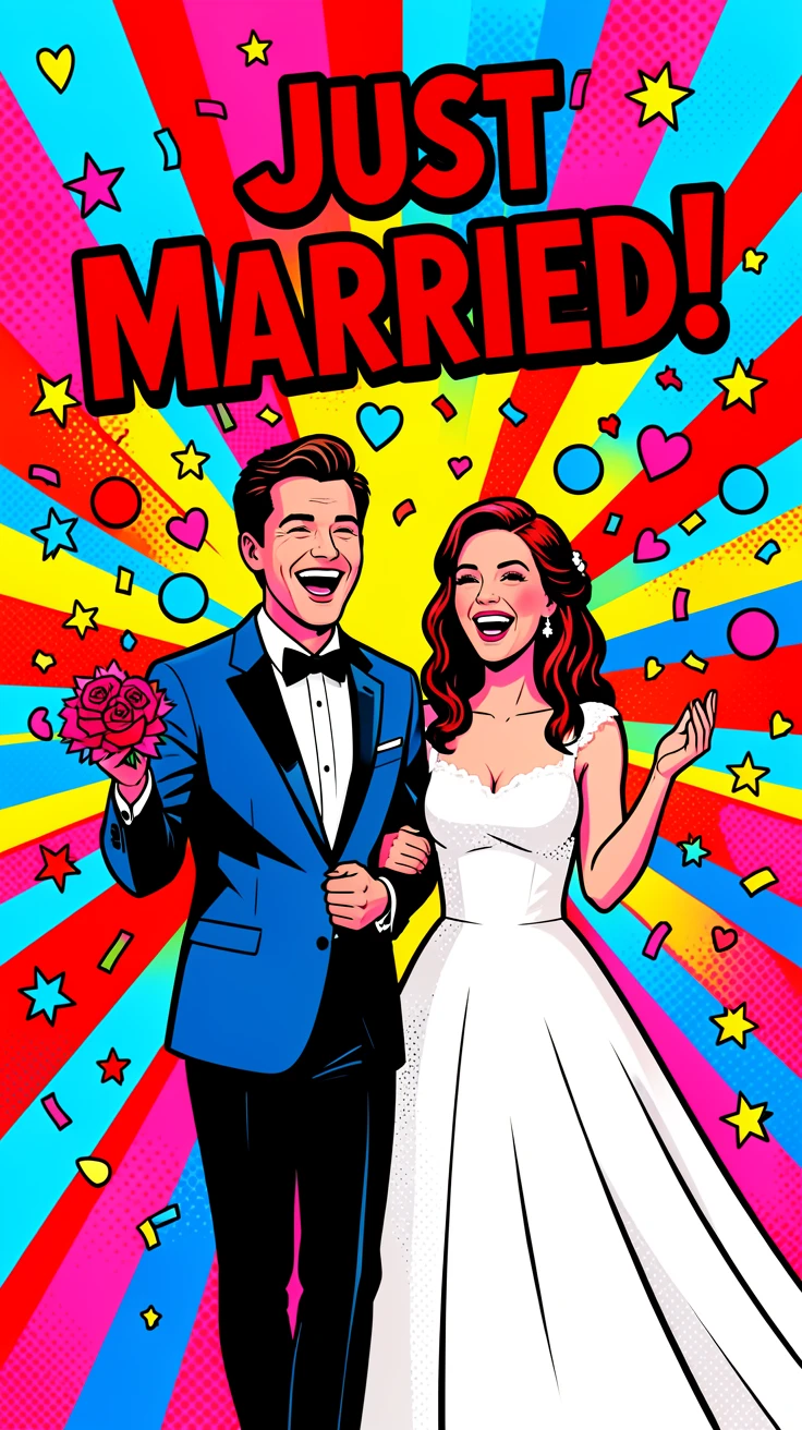 Confetti falling as a couple exits their wedding