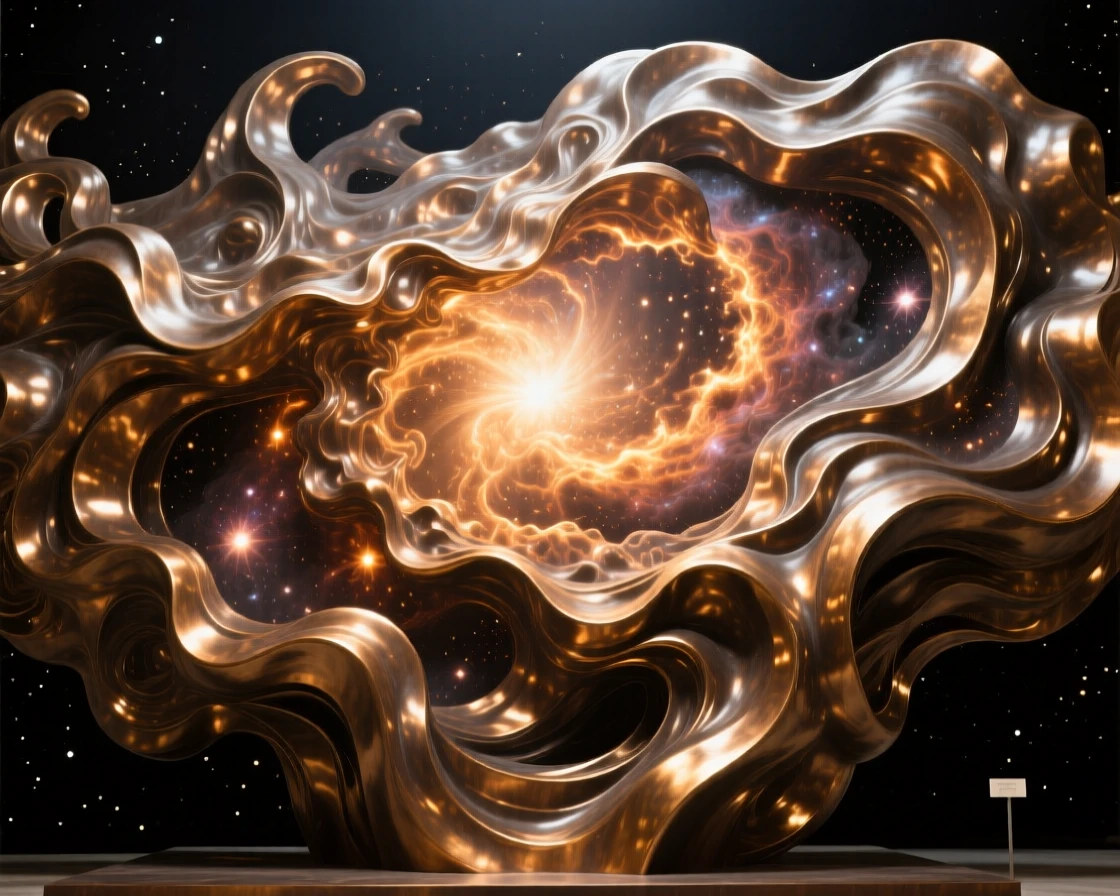 A distant nebula glowing in brilliant clouds of color, rendered with vast cosmic scale and radiant color, evoking wonder at the universe