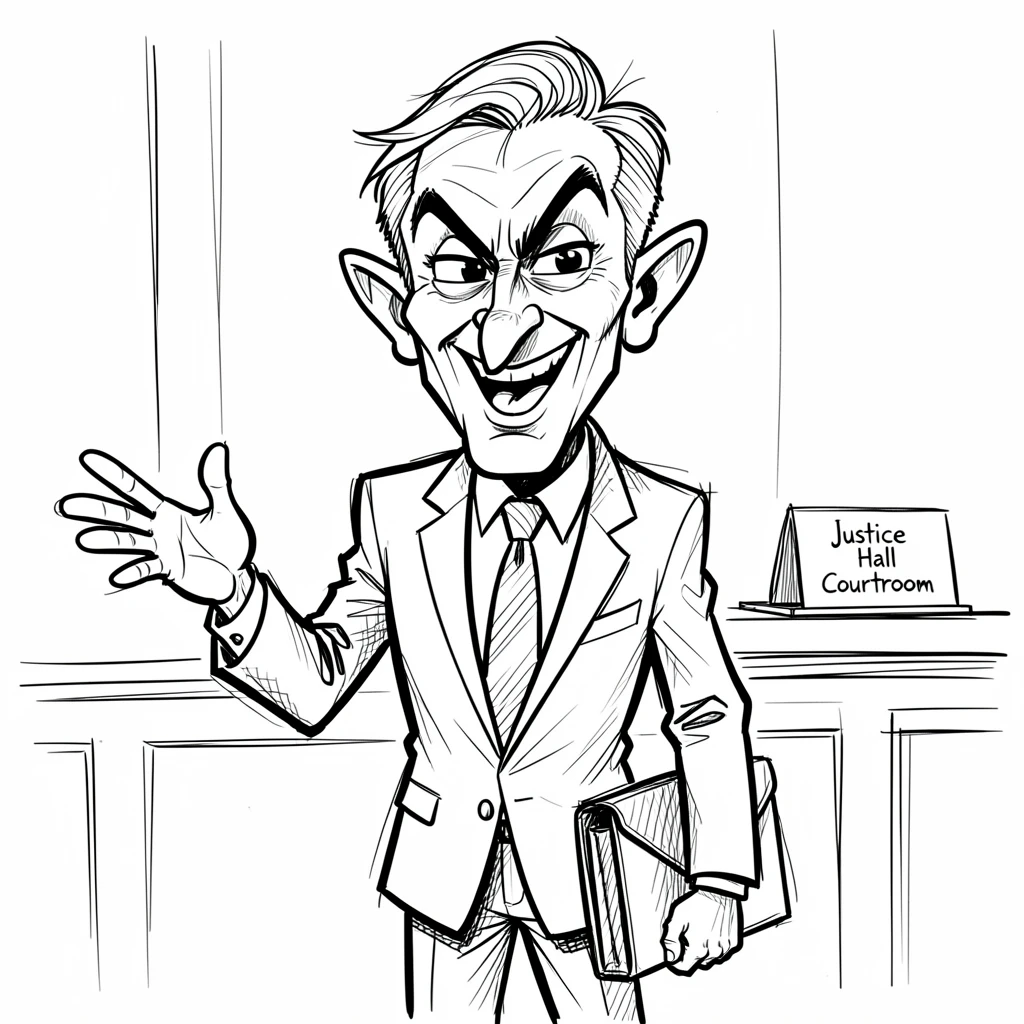 [People Portraits & Characters] Portrait of a sharp-dressed lawyer confidently presenting an argument in a courtroom, full of personality and charm