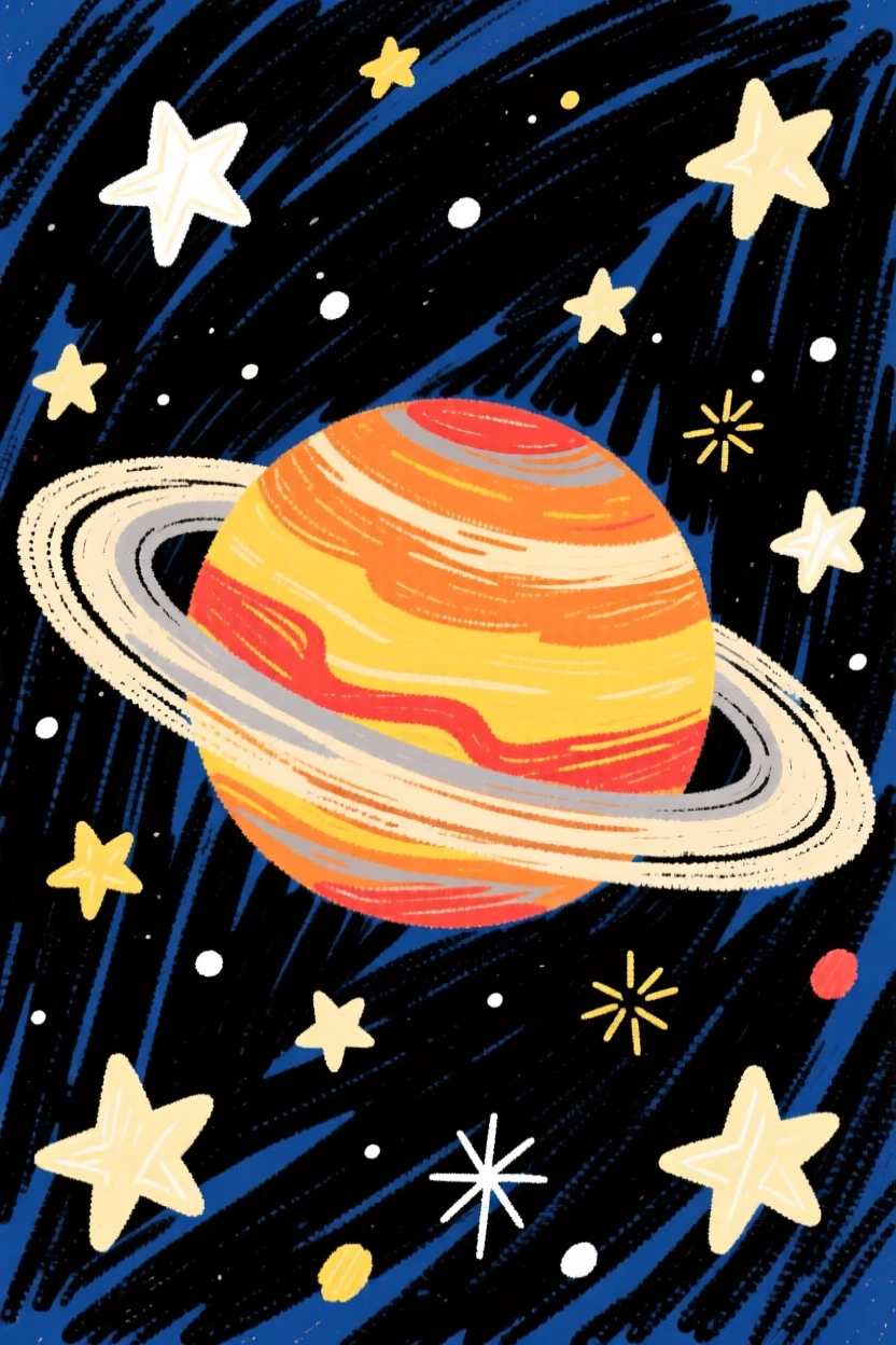 A ringed gas giant drifting silently through a field of stars.