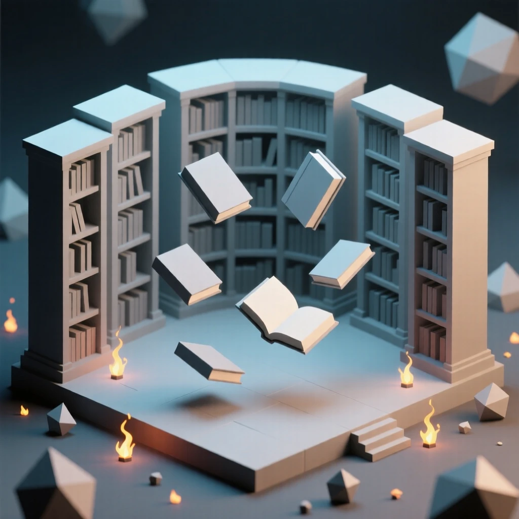 A mystical library with floating books, surrounded by drifting magical embers. the scale of the scene emphasizes its grandeur. The mood is mysterious yet inviting.