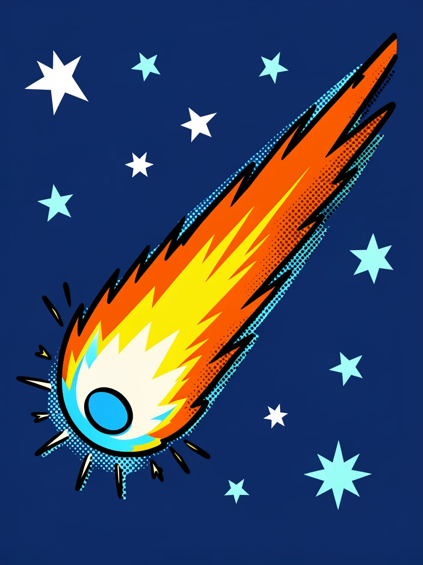 A comet streaking across a deep night sky