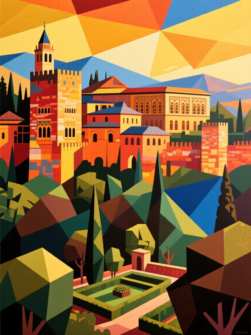 A breathtaking view of the Alhambra palace, bathed in warm afternoon light.