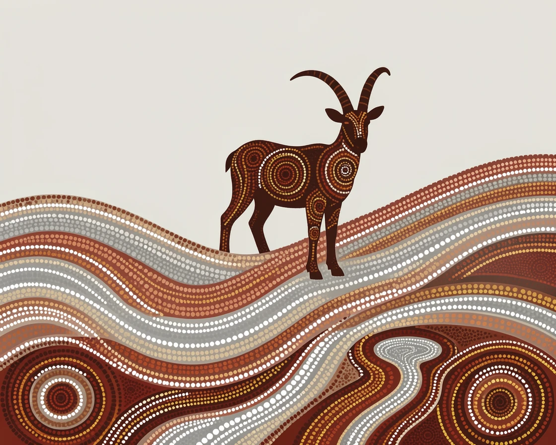 A lone mountain goat standing on a misty hillside