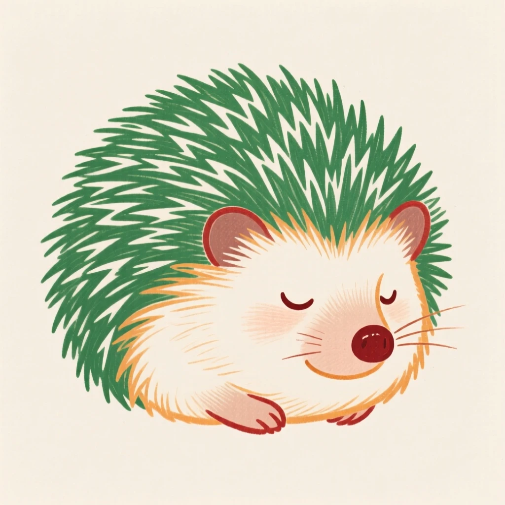 A hedgehog curled into a ball.