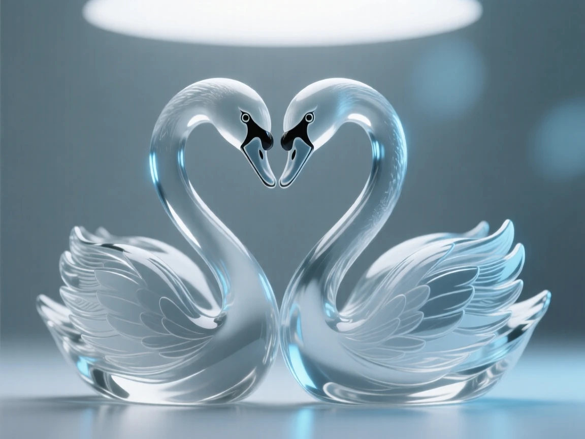 A close-up portrait of a pair of swans, its eyes sharp and expressive, framed by soft bokeh foliage, radiating quiet dignity.