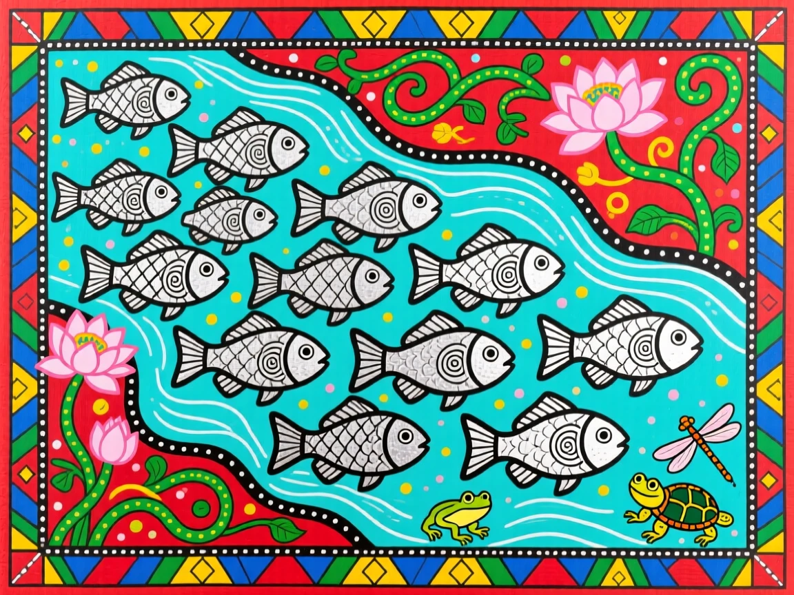 A school of silver fish moving together through a clear river.