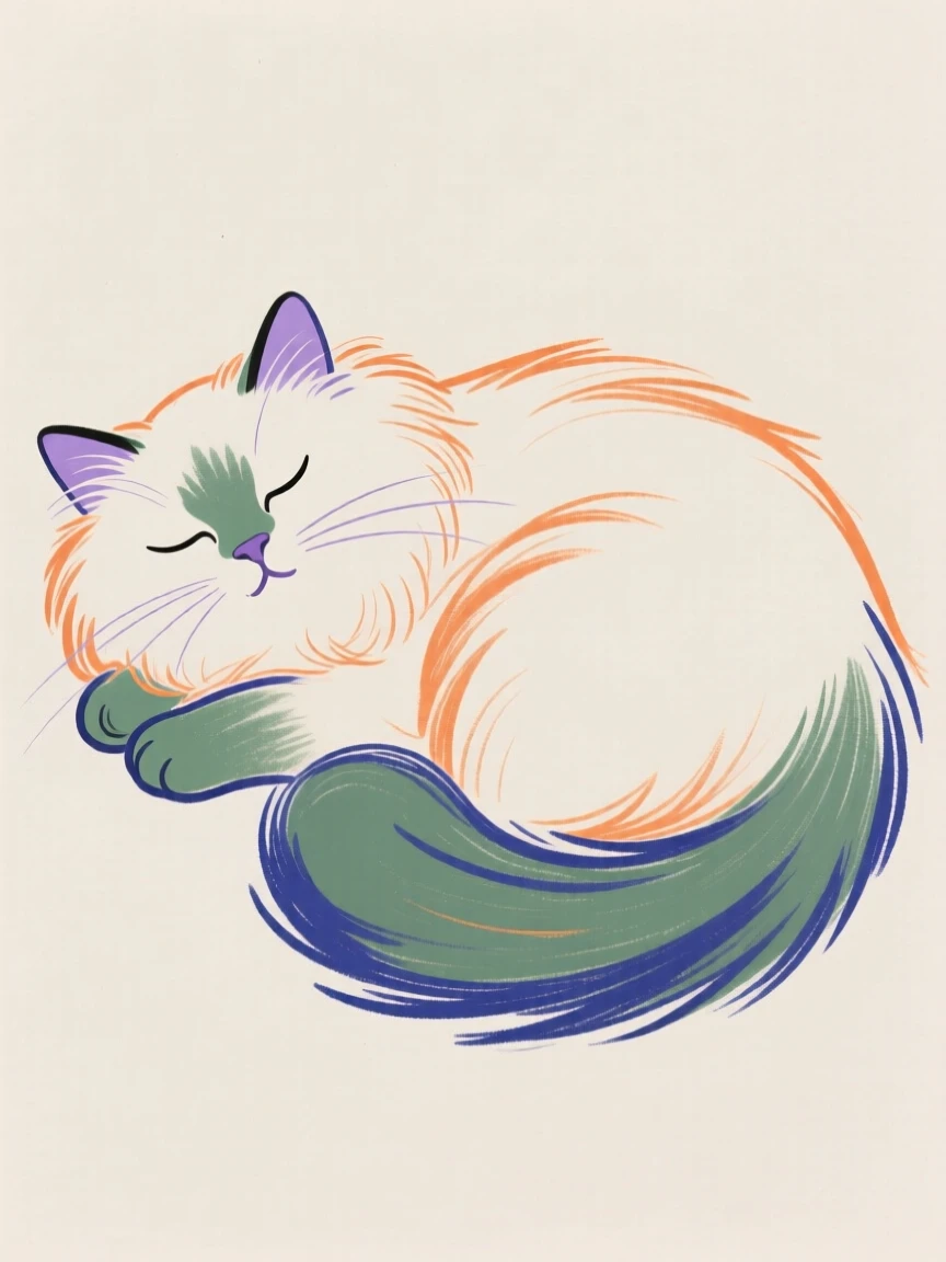 A Persian cat napping.