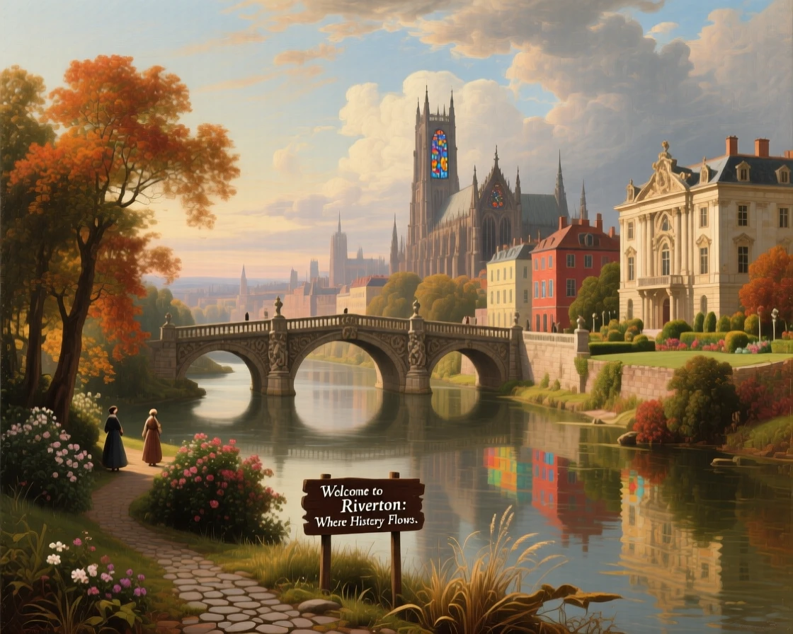 A river winds beneath ornate bridges connecting a historic city's districts.