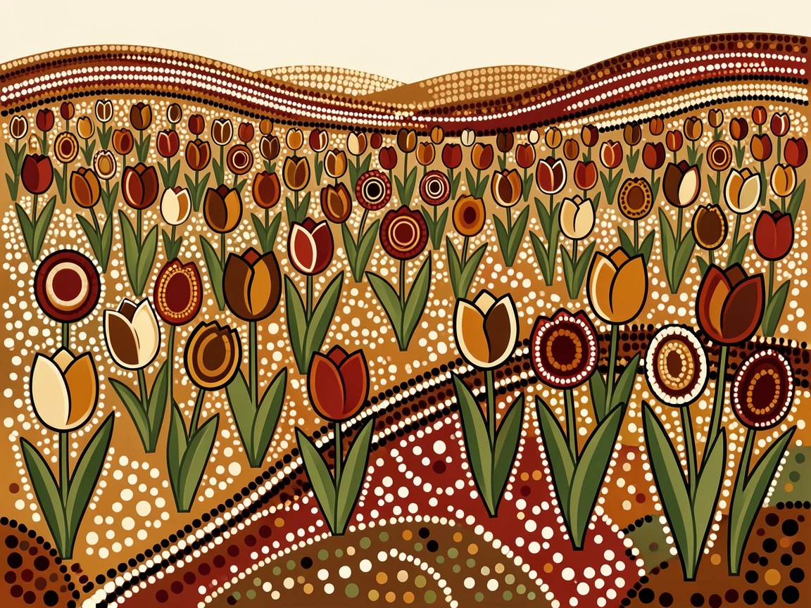 A field of blooming tulips in early spring