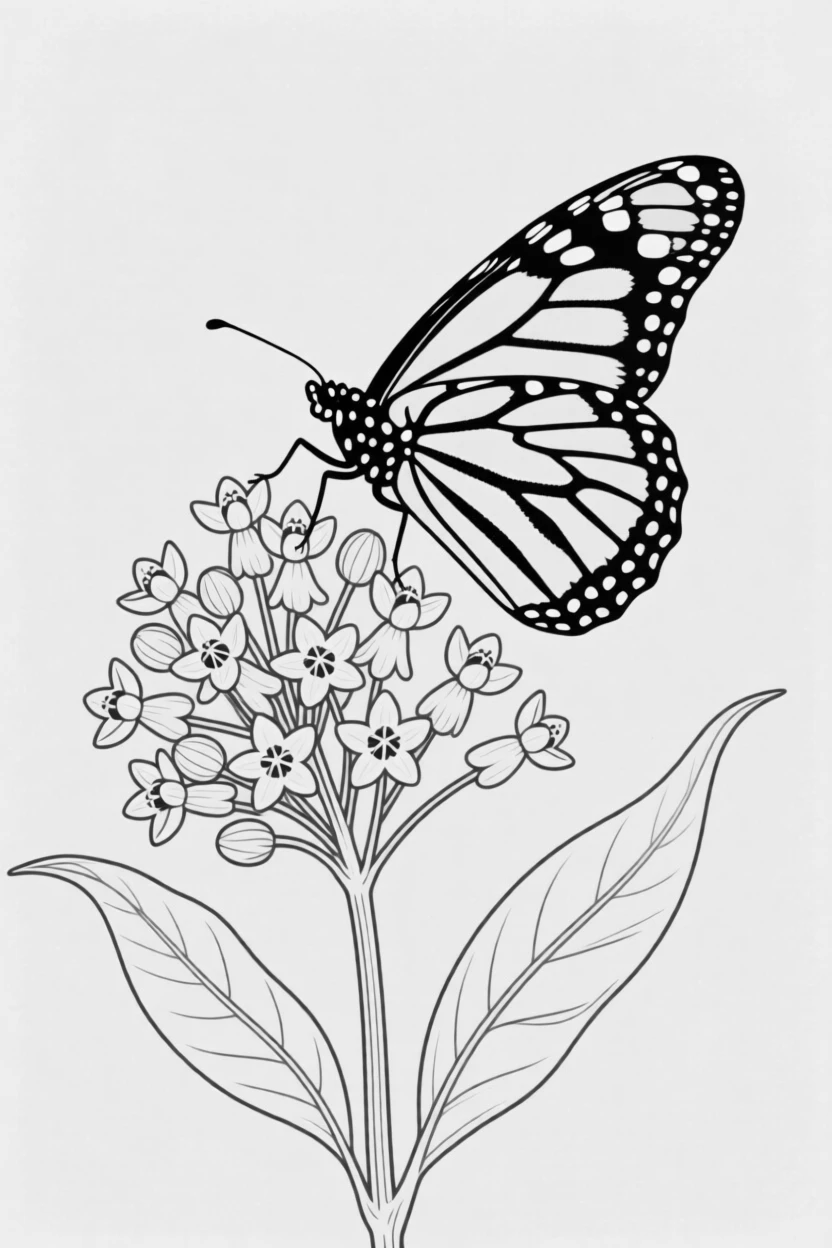 A monarch butterfly resting on a cluster of milkweed flowers