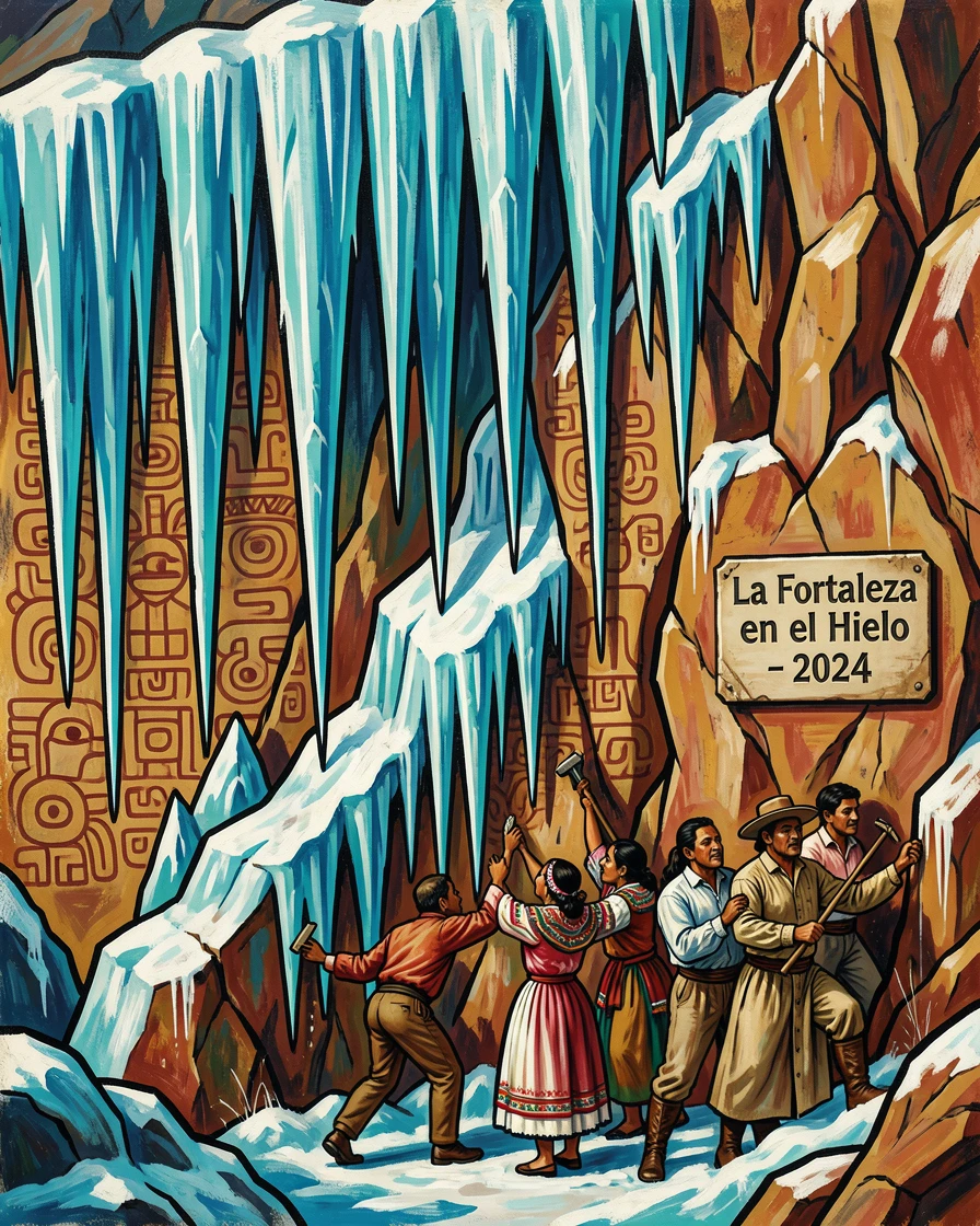 Icicles hanging from a frozen cliff face