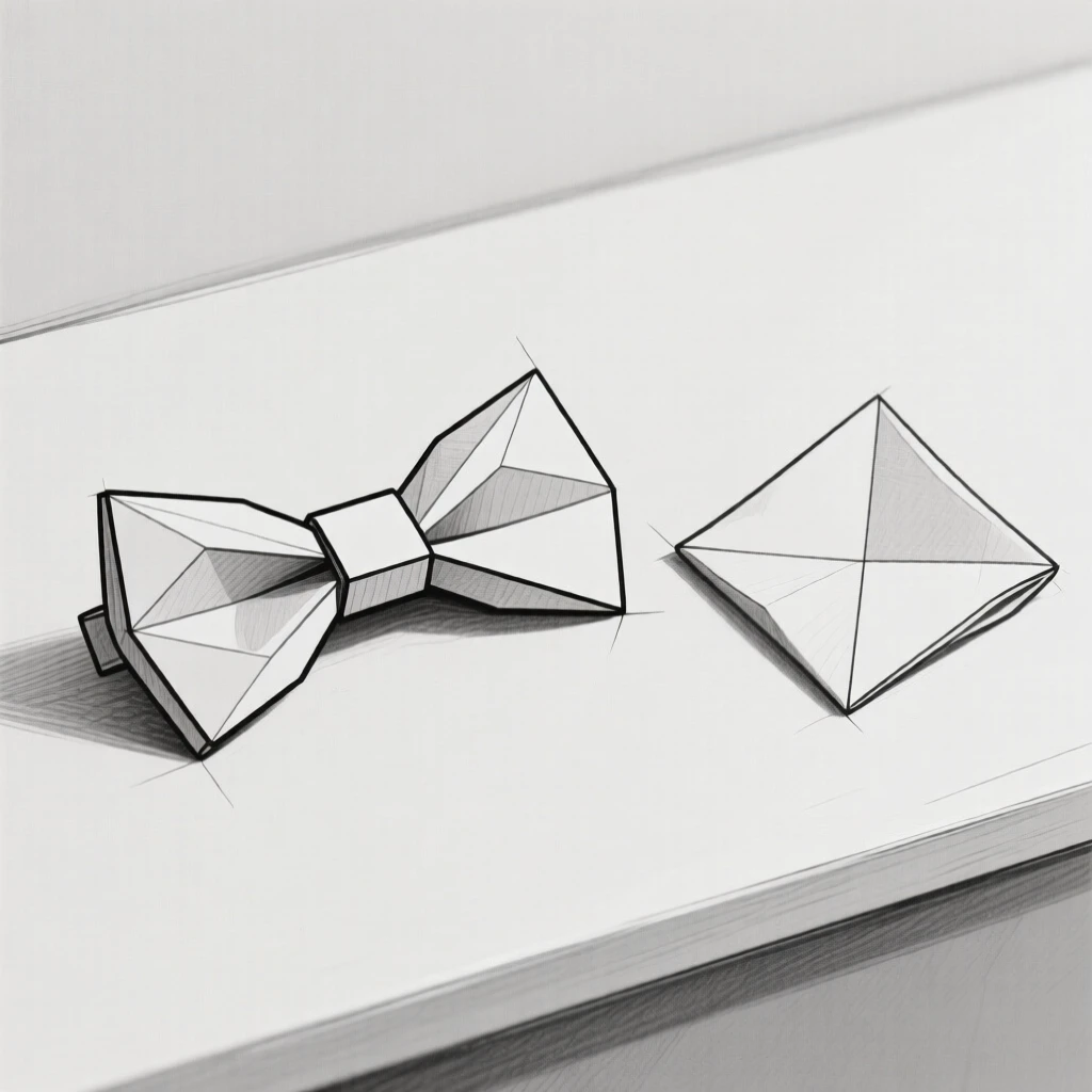 A tailored bow tie resting beside a pocket square