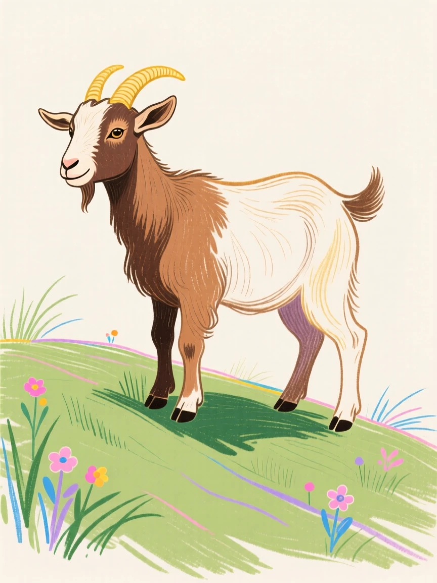 A pygmy goat on a hillside.