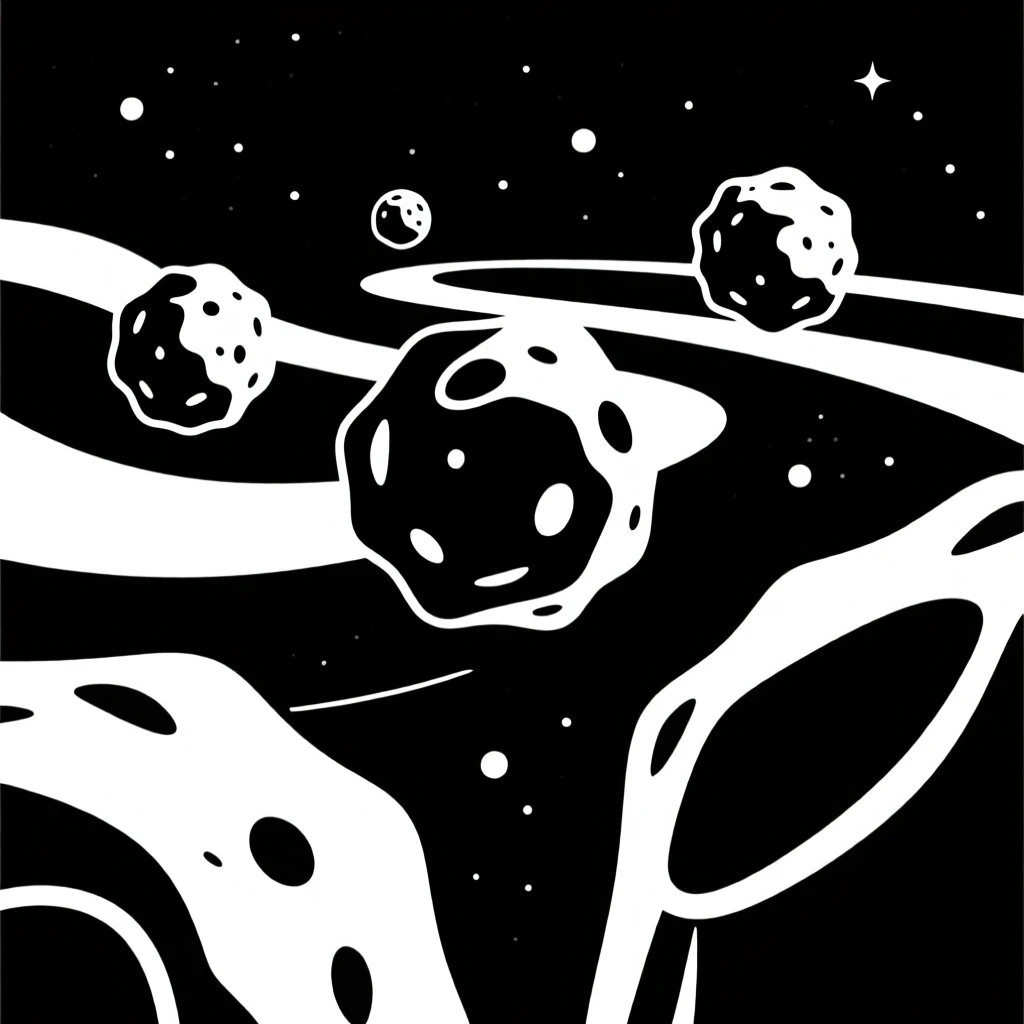 An asteroid field drifting silently through space.