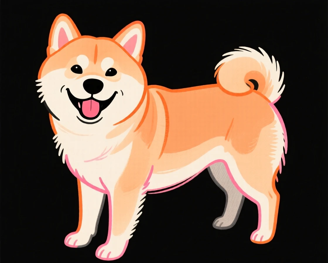 A shiba inu smiling.
