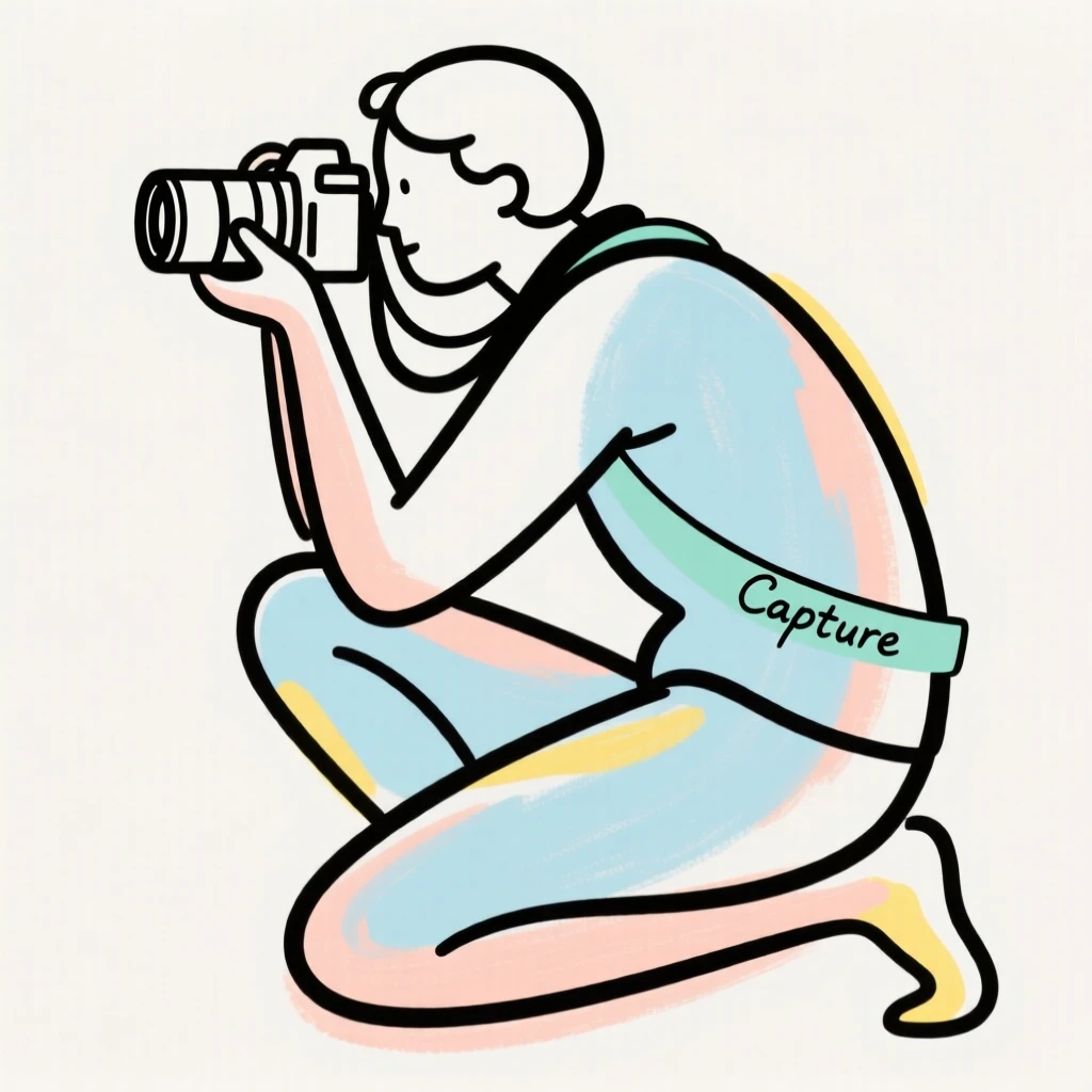 A photographer crouched for the perfect shot