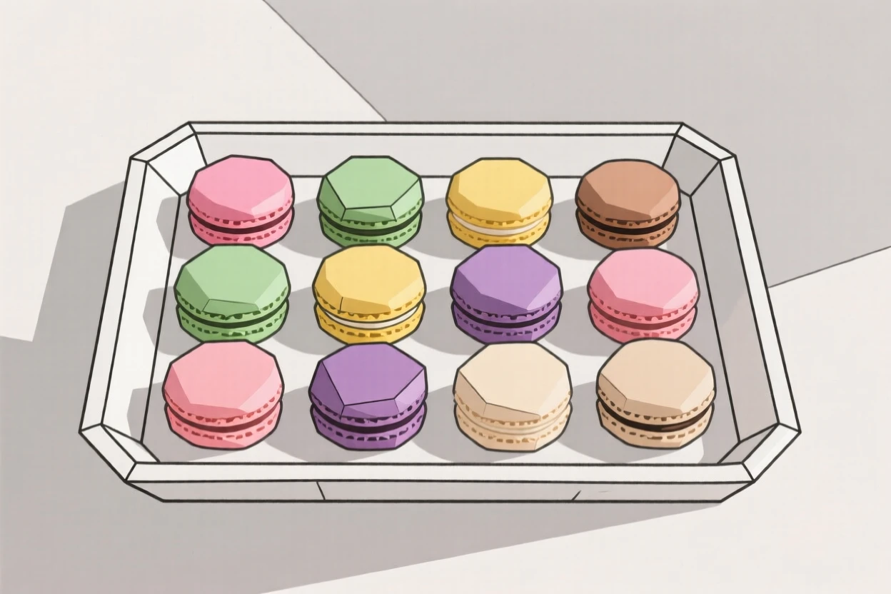 A tray of macarons in assorted colors