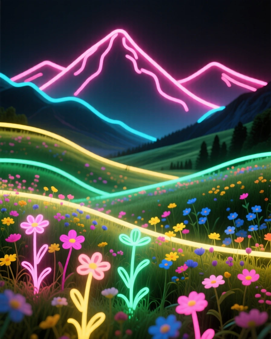 A mountain valley filled with wildflowers in early June.