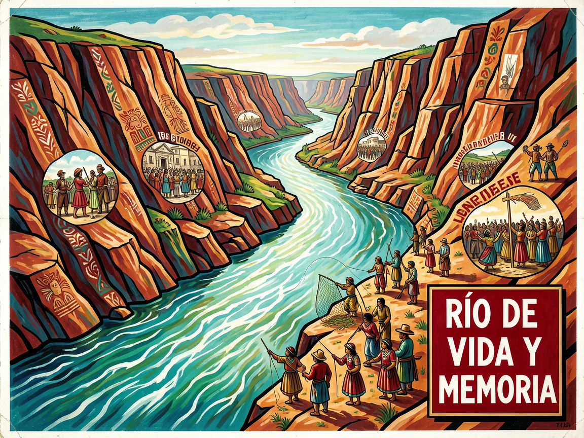 A canyon river seen from high above winding through rock