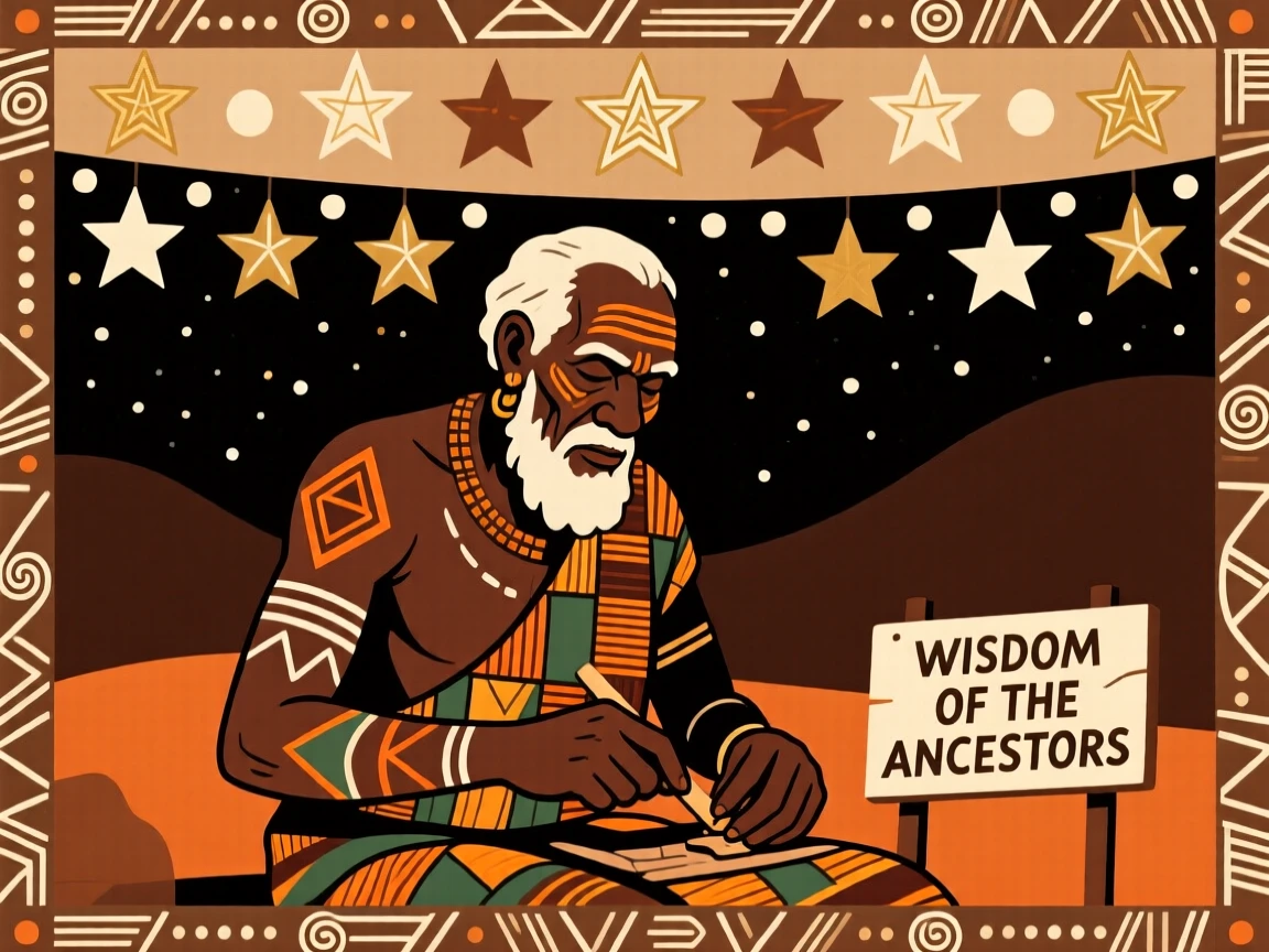 An elder craftsman performing beneath a canopy of stars.