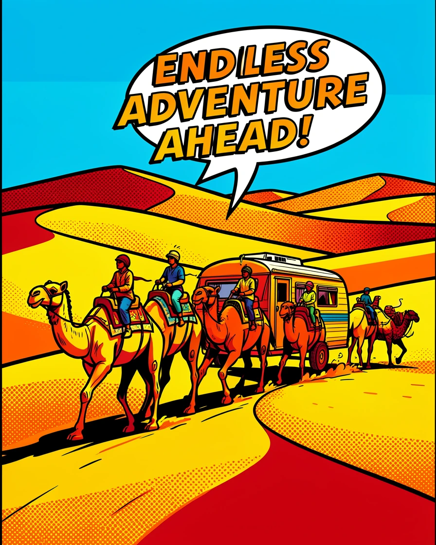 A caravan crossing the vast dunes of the Sahara desert