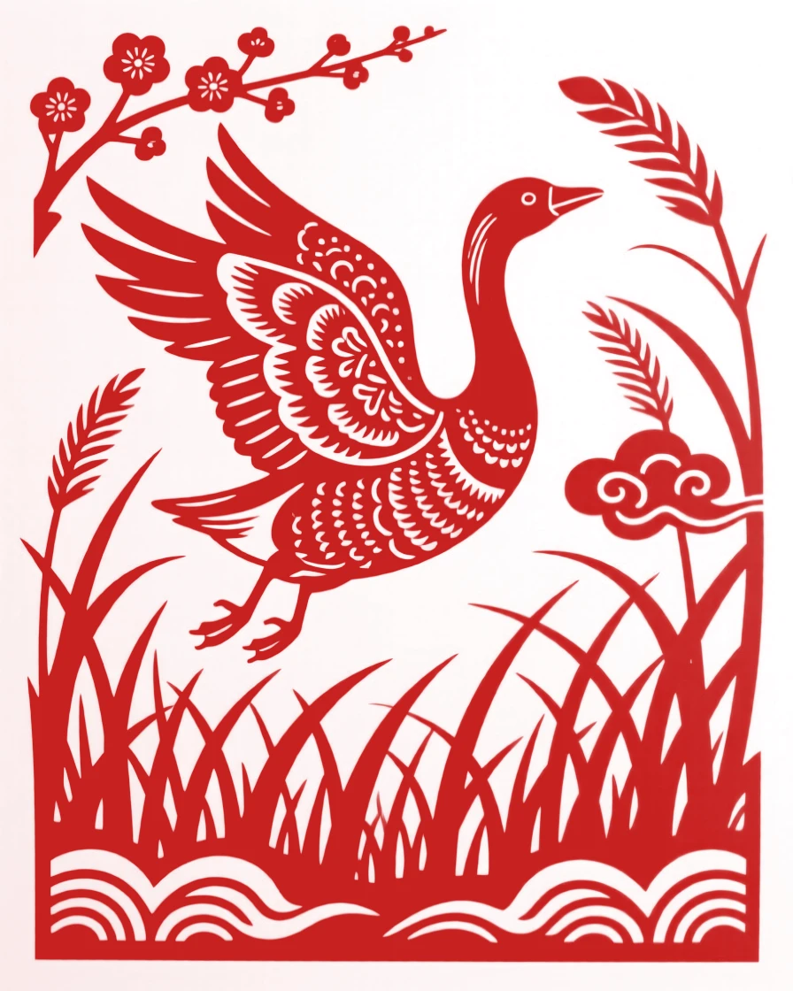 A wild goose, leaping through a field of tall grass, bathed in the golden light of late afternoon.