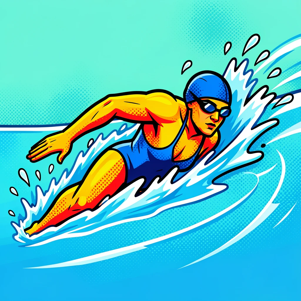A swimmer slicing through crystal-clear pool water