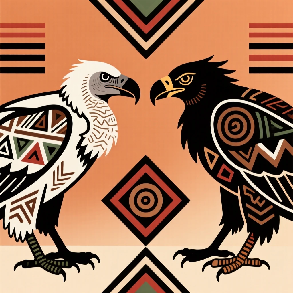 A white-backed vulture facing off with a rival.