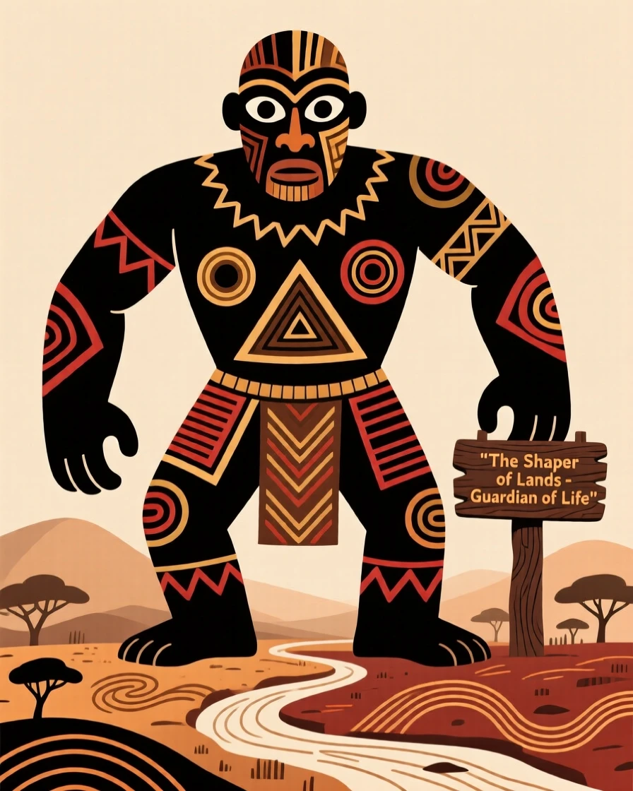 A mythical giant said to have shaped the land in ancient times.