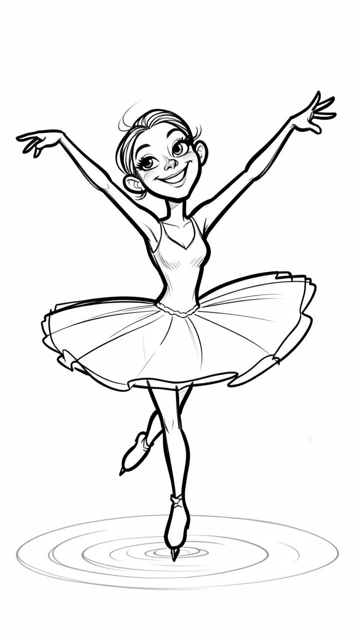 [People Portraits & Characters] Portrait of a graceful figure skater spinning on ice with arms outstretched, full of personality and charm