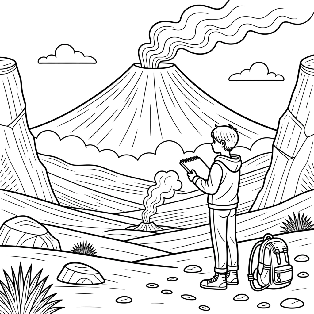 A volcanic landscape with steam rising from vents, with mist rolling gently across the ground.