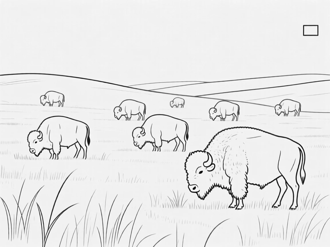 A herd of bison grazing on an open prairie