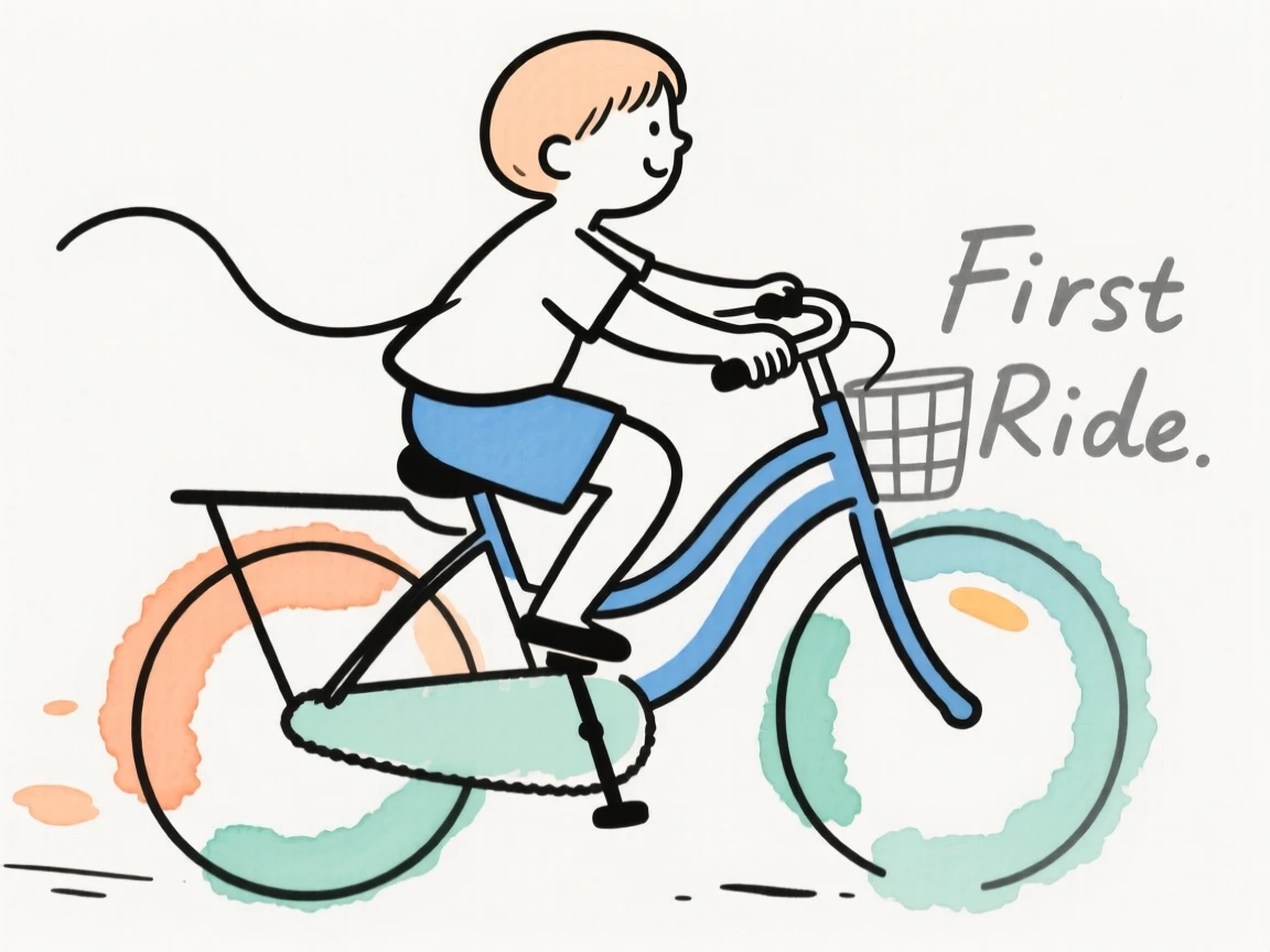 A child riding a bicycle for the first time