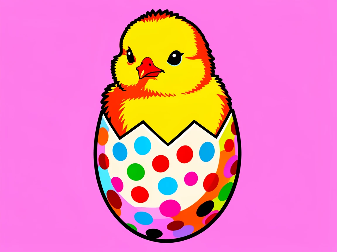 Chick hatching out of a speckled egg