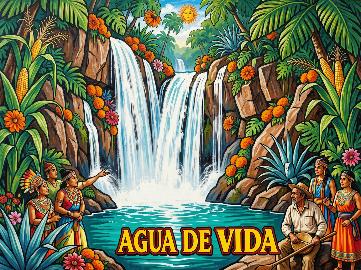 A jungle waterfall pouring into a hidden turquoise pool
