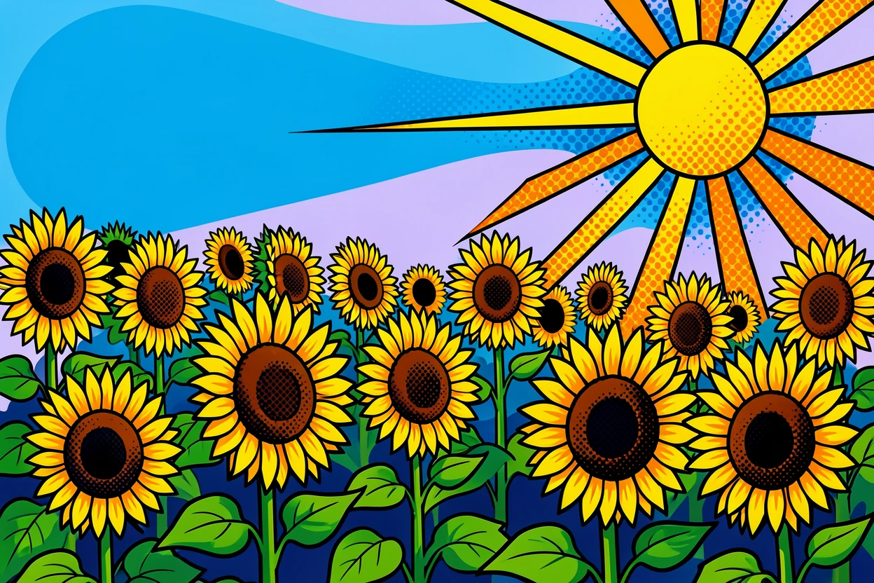 A field of sunflowers turning toward the sun